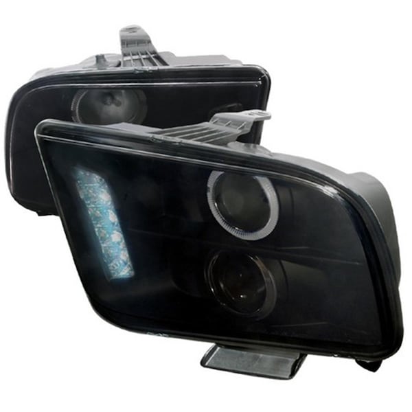 Overtime Halo LED Projector Headlight for 05 to 09 Ford Mustang, Smoke - 11 x 18 x 25 in. OV126235 - main